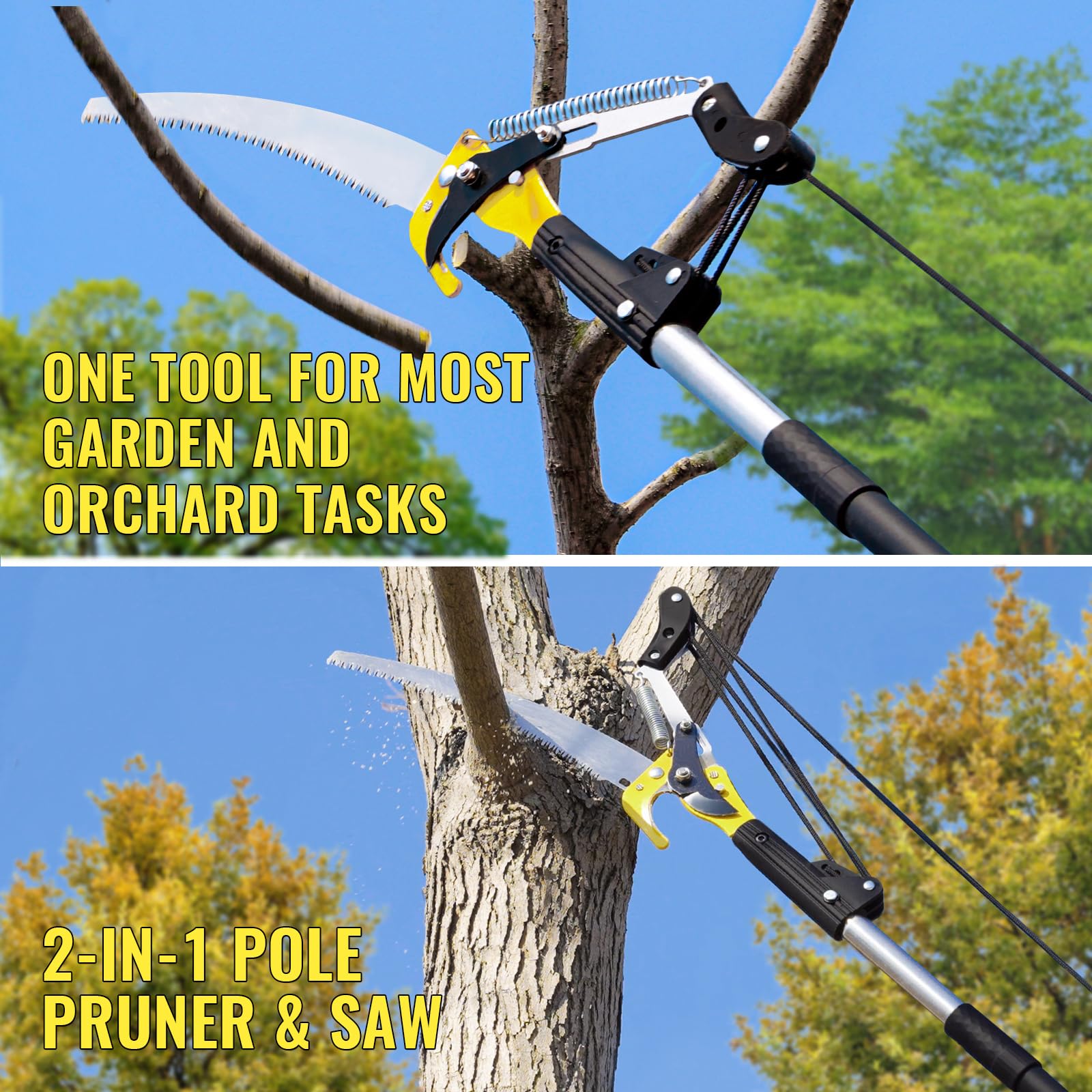 BlumeTrec pole pruner cutting head demonstrates efficiency.