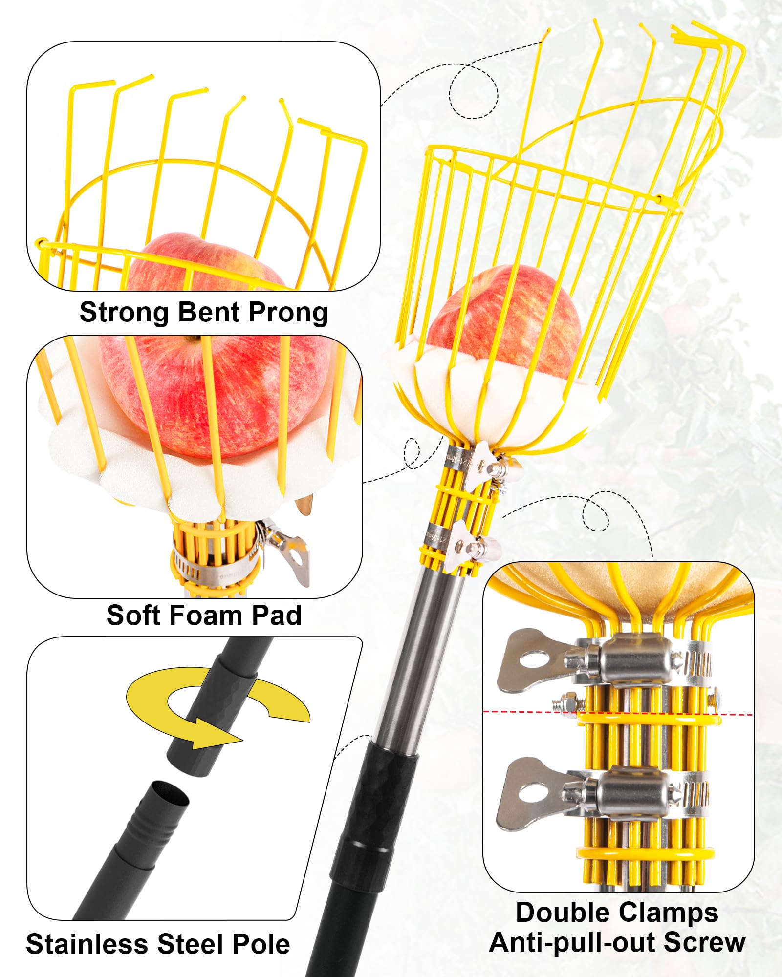 BlumeTrec stainless-steel-pole-assembly is lightweight yet durable for outdoor harvesting.