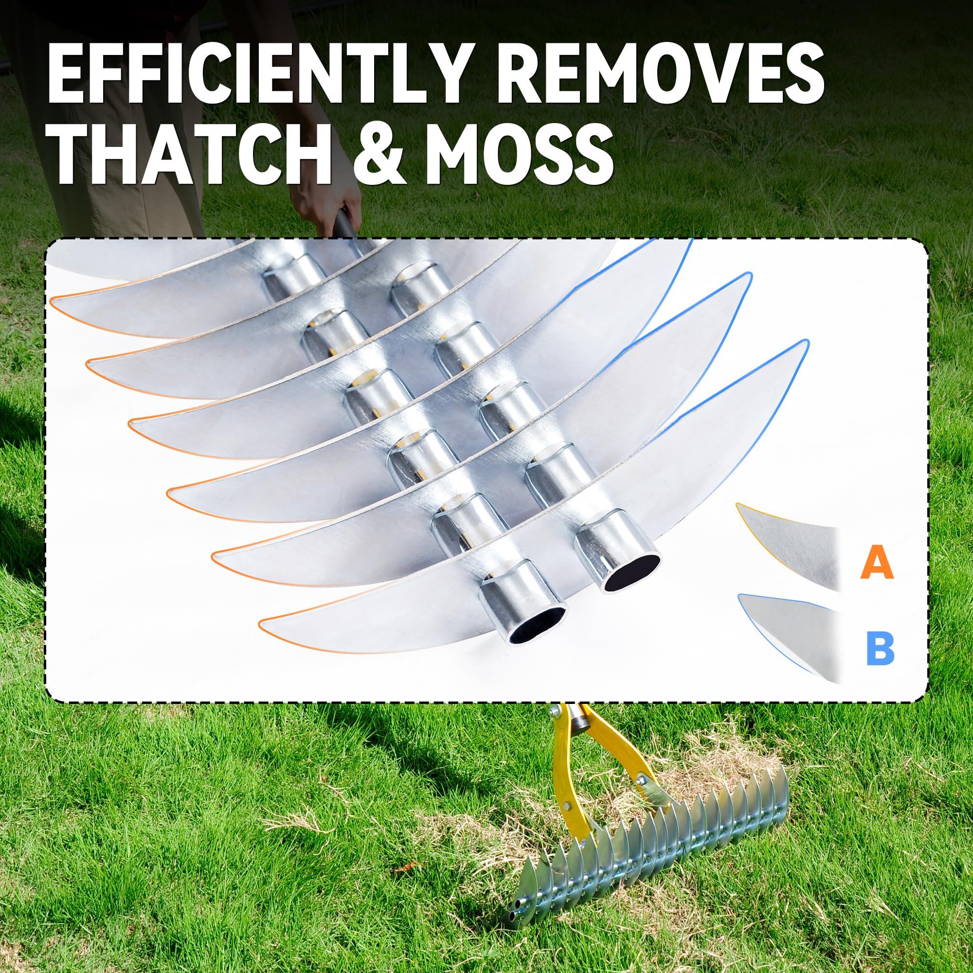 BlumeTrec Thatch Rake manganese steel head for durable outdoor use