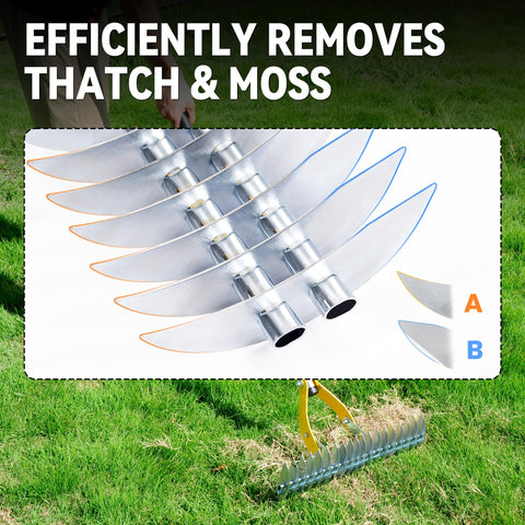 BlumeTrec Thatch Rake manganese steel head for durable outdoor use