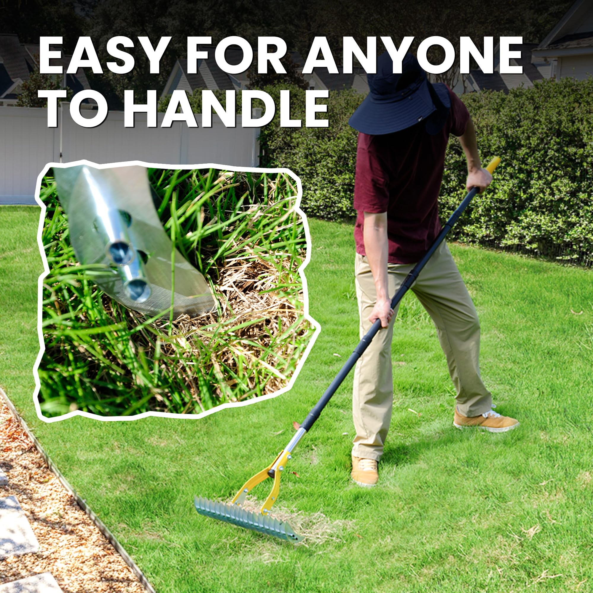 BlumeTrec Thatch Rake stainless steel handle resists rust