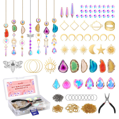 BlumWay 168pcs suncatchers kit with crystal pieces for colorful window decor