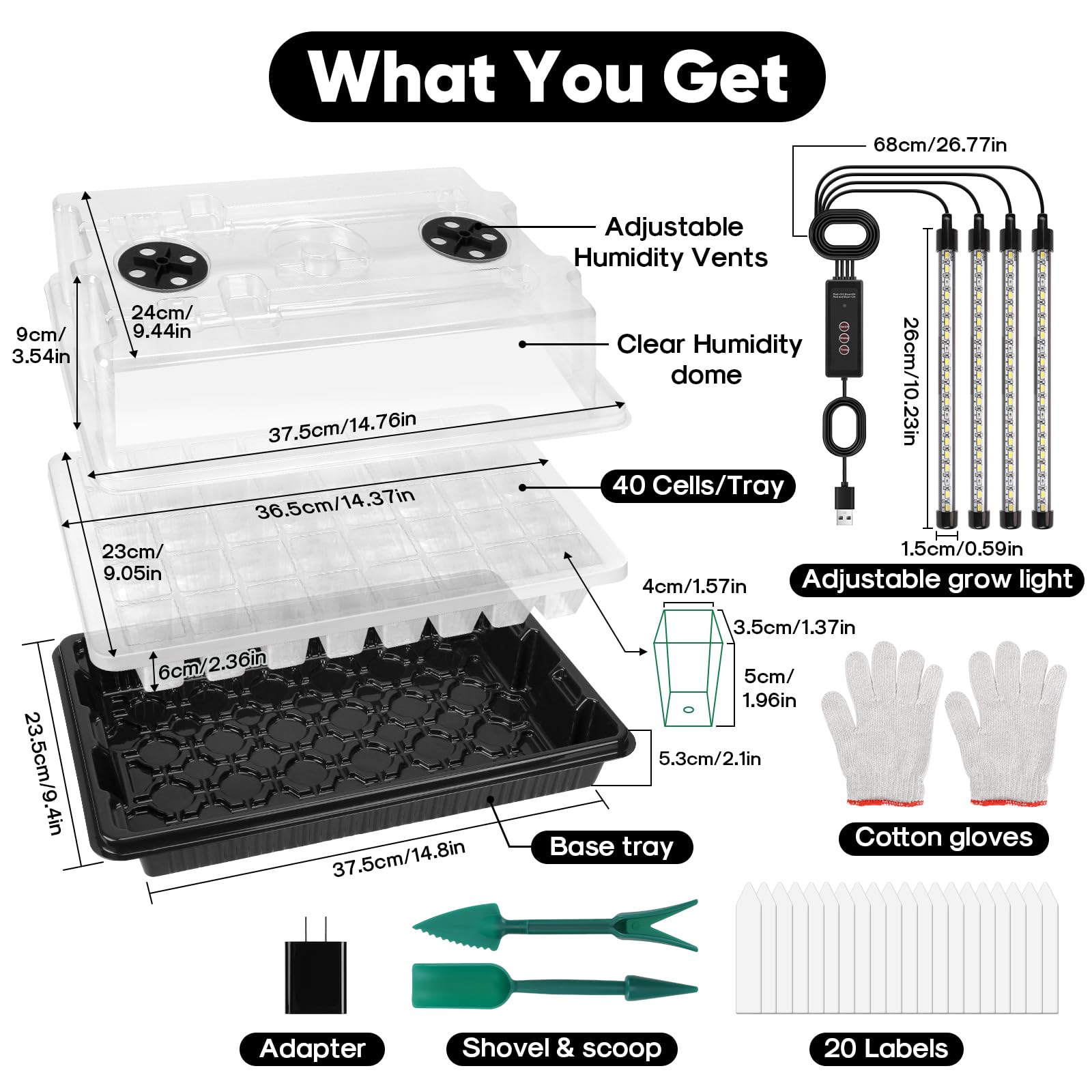 BlumWay grow light strip with four tubes for seedling growth.