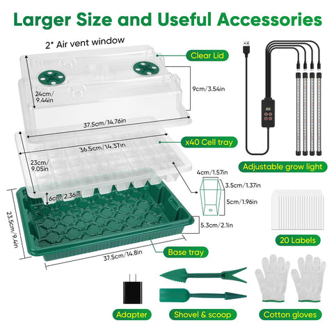 Display timer and adjustable light for seedling care