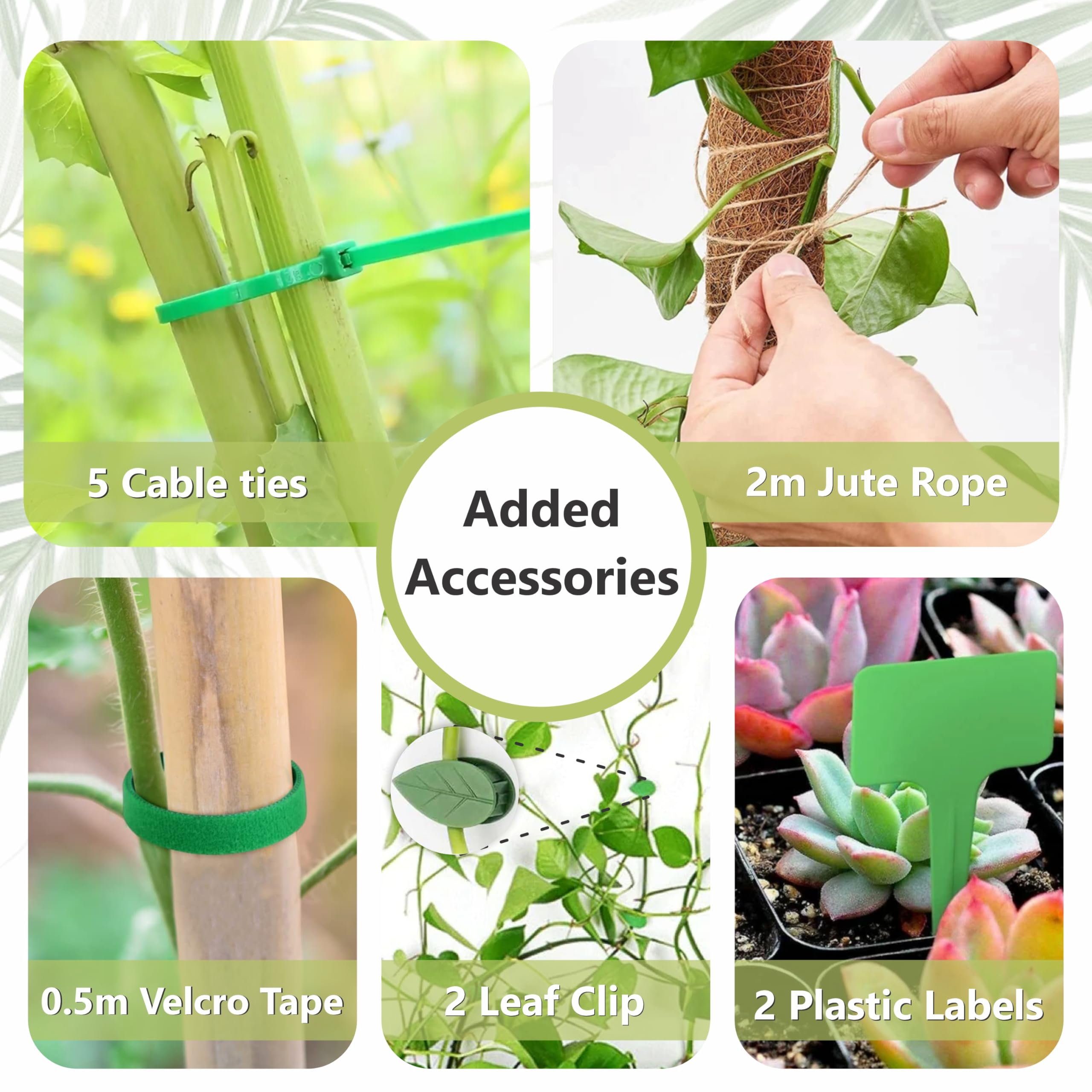 Blush Ease leaf clips help position stems along the pole.