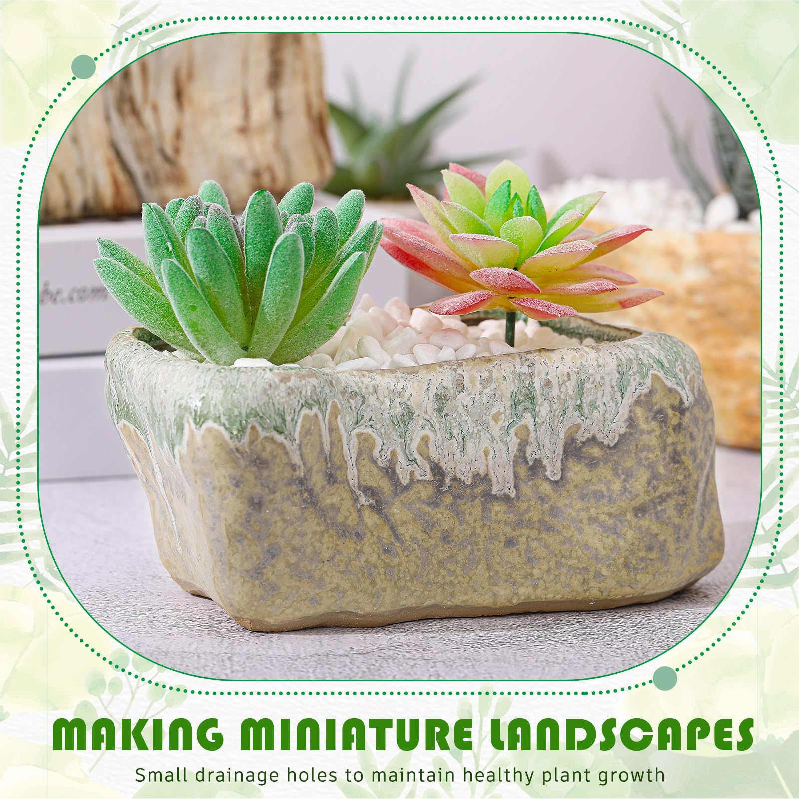Blushtier light green stone-inspired pot adds a fresh desk accent.