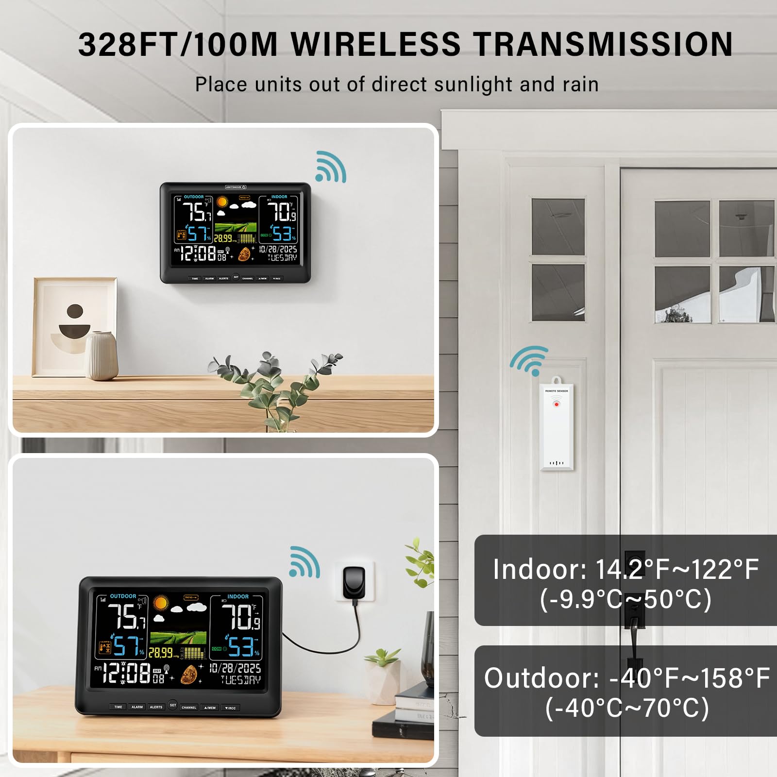 Backlight controls on BluSon Weather Station for comfortable viewing