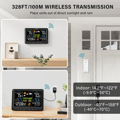 Backlight controls on BluSon Weather Station for comfortable viewing
