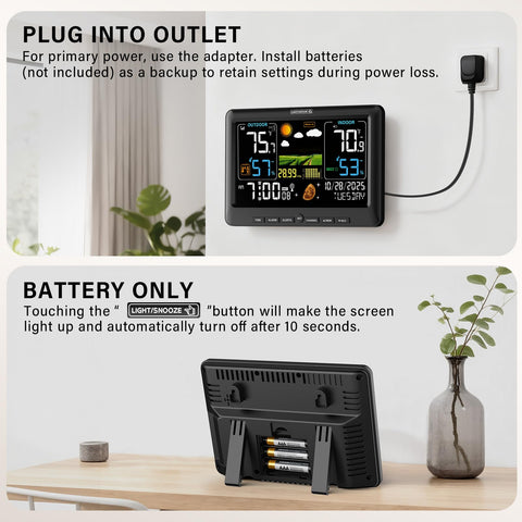 BluSon Weather Station can be placed on desk or mounted on wall