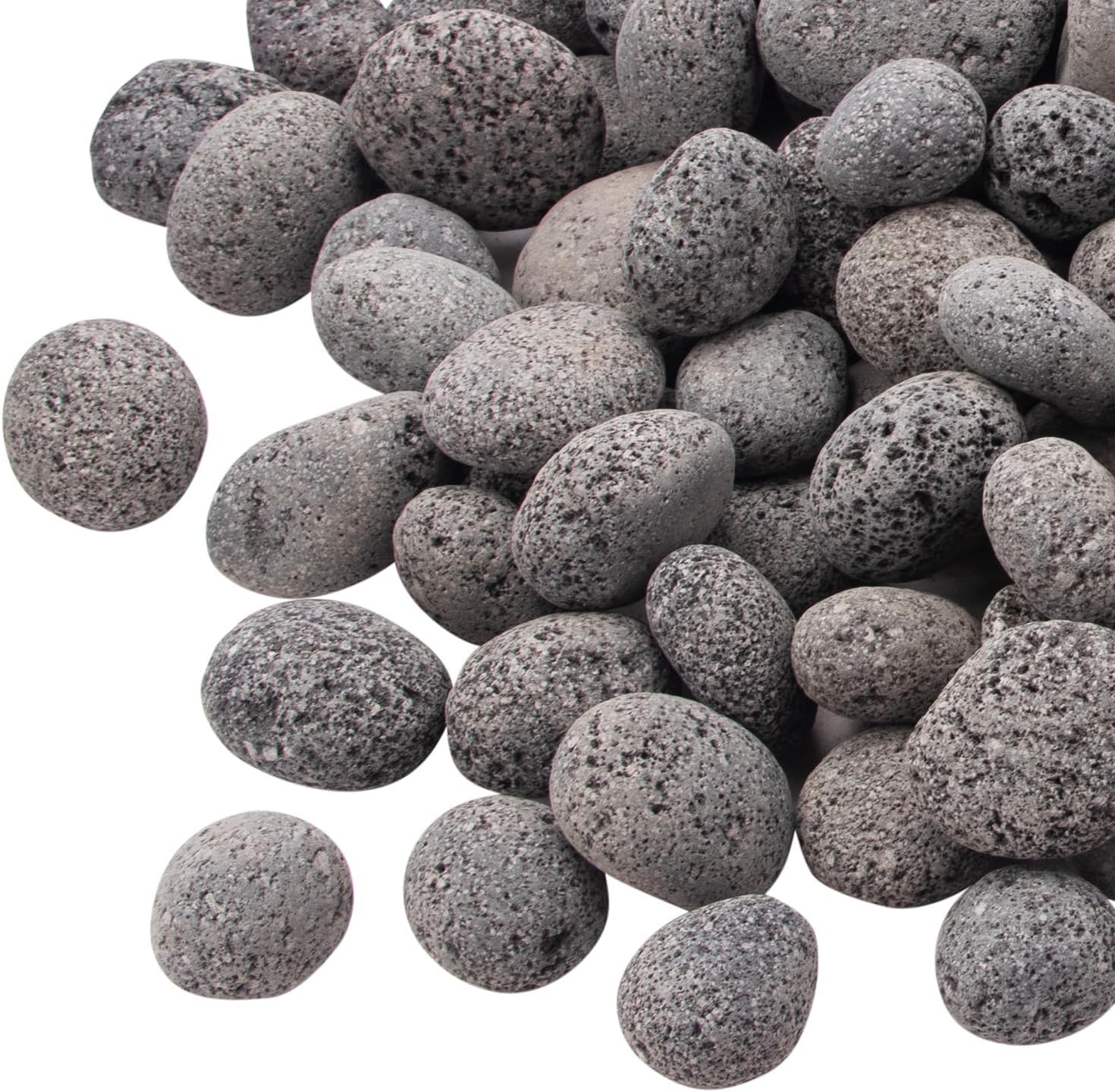 BLXQI Black lava rocks for fire pit offer natural heat retention and rugged ambiance.
