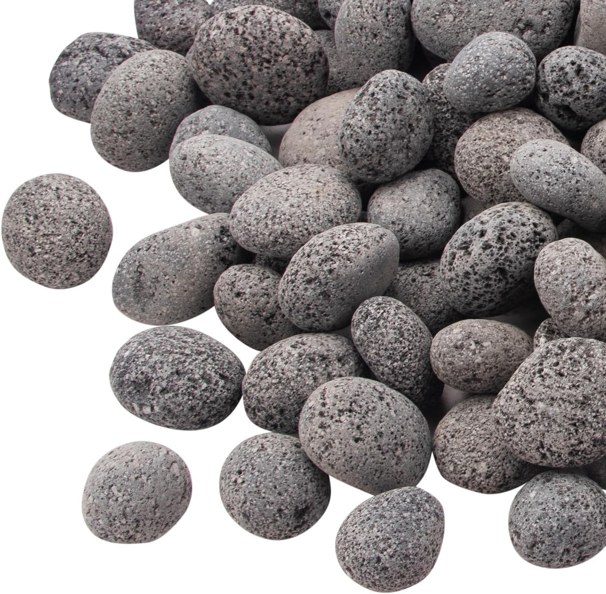 BLXQI Black lava rocks for fire pit offer natural heat retention and rugged ambiance.