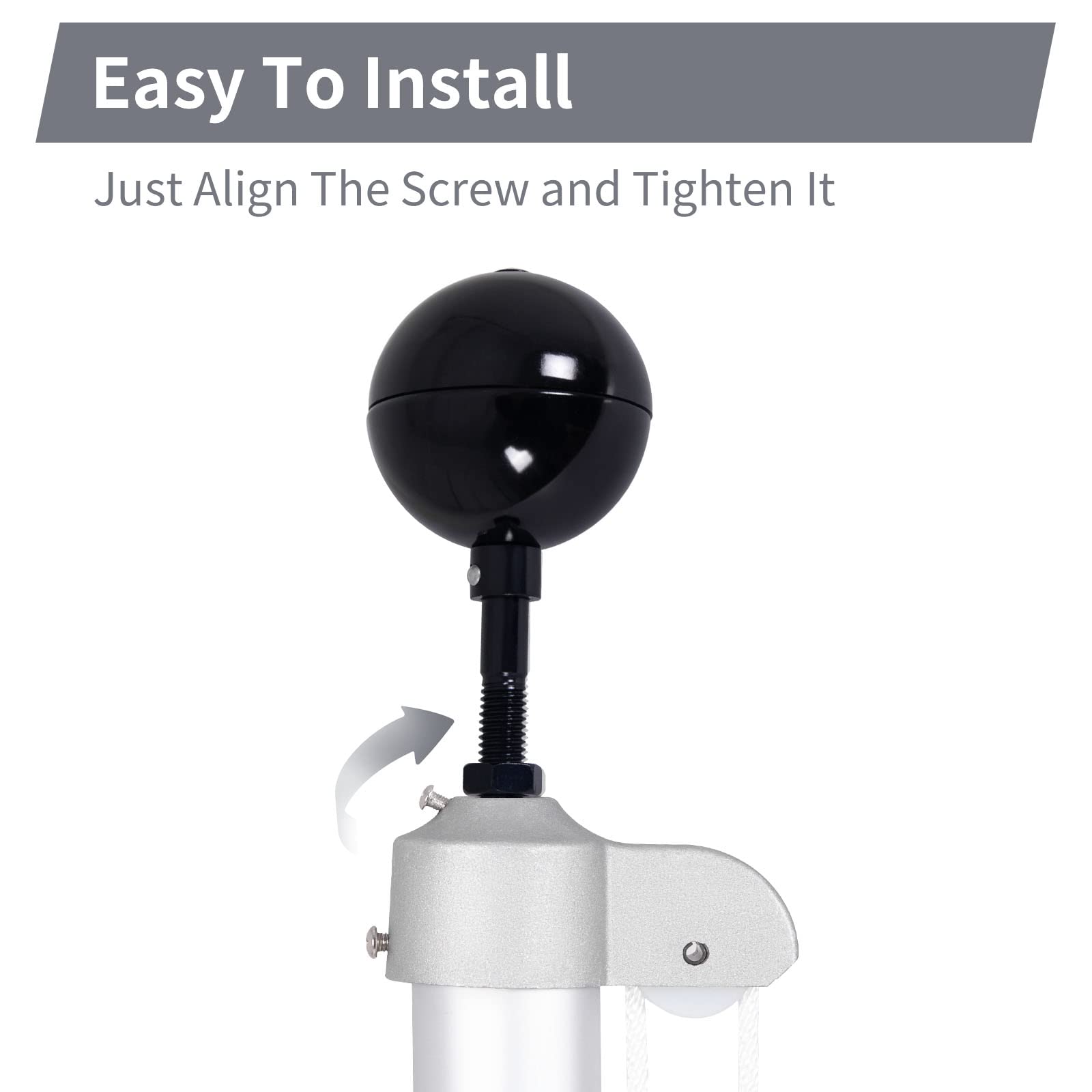 BMFTRRI easy-install flagtopper demonstrates tool-free setup.
