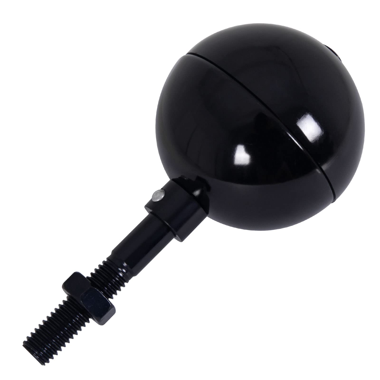 BMFTRRI flagpole ball topper with black anodized finish for outdoor use.
