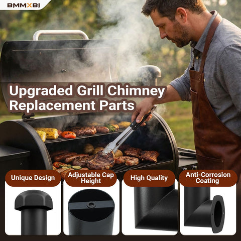 BMMXBI chimney flue pipe boosts airflow in Pit Boss smokers