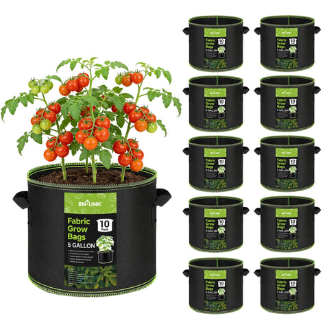BN-LINK 10-pack 5 gallon grow bag close-up of sturdy handles for durability