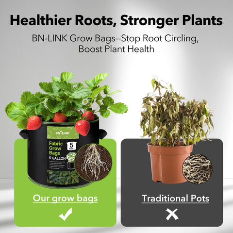 BN-LINK grow bags ready for outdoor patio gardening