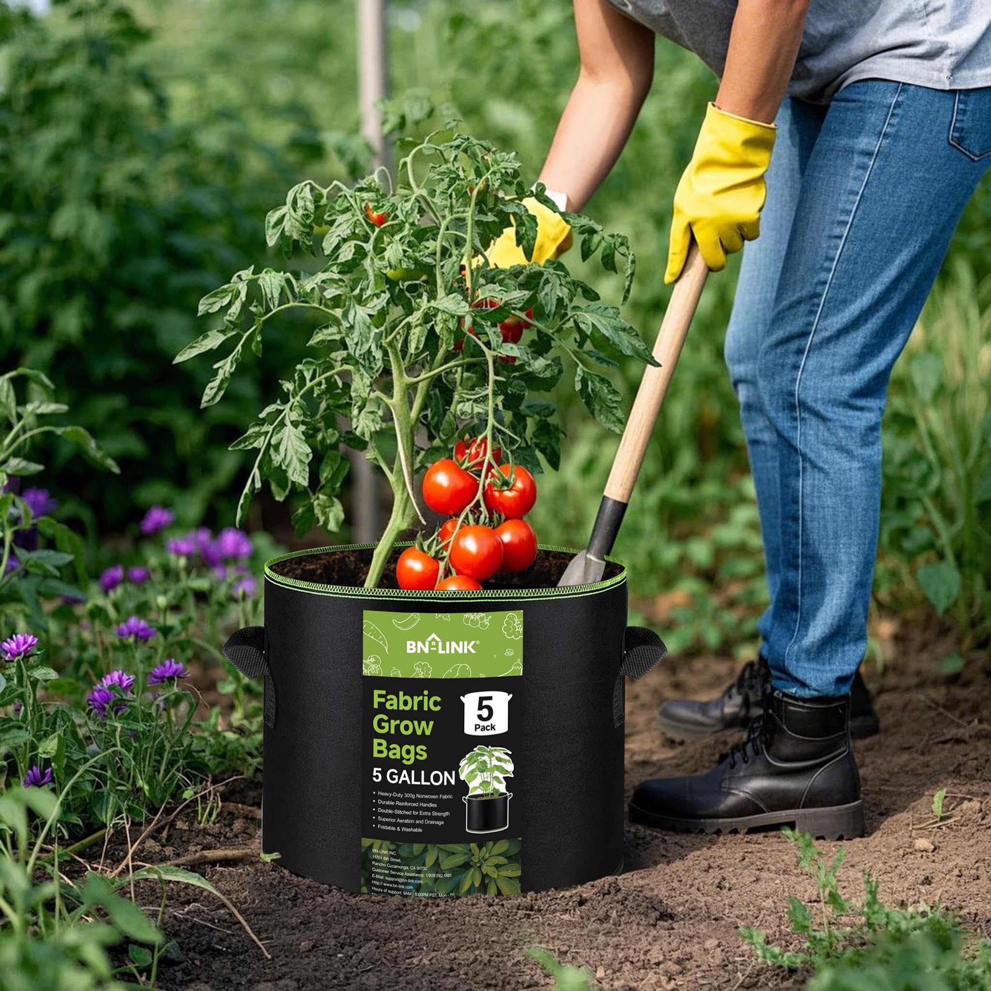 BN-LINK grow bag porous fabric for enhanced aeration and drainage