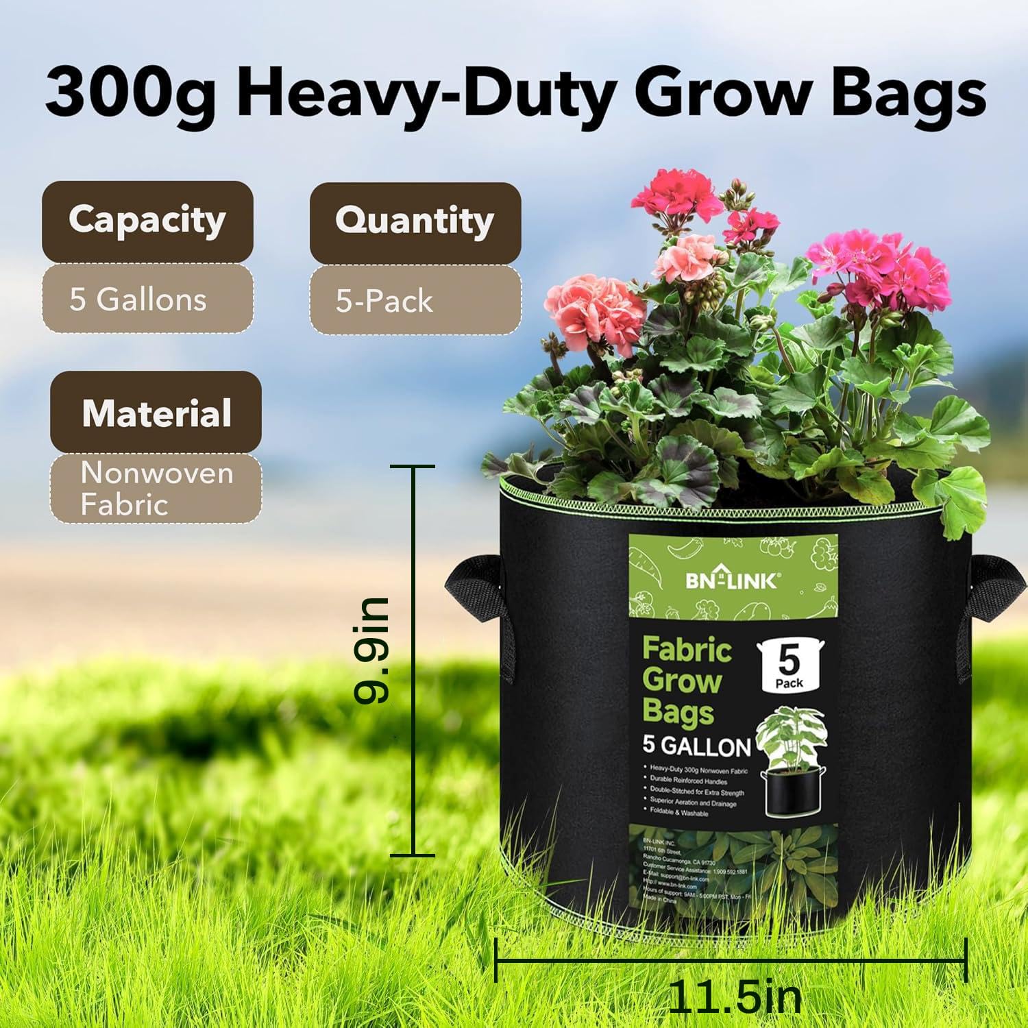 BN-LINK foldable grow bags stored compactly to save space