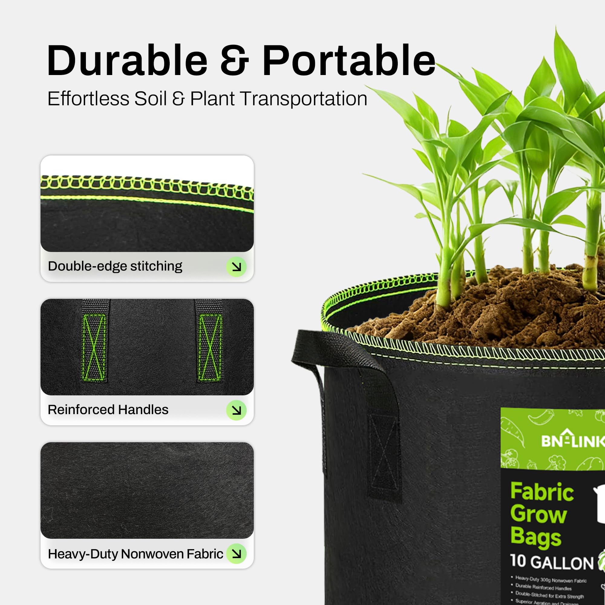 BN-LINK portable grow bags in balcony setup for easy moving