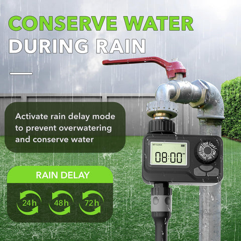 BN-LINK rain delay feature pauses irrigation and resumes automatically