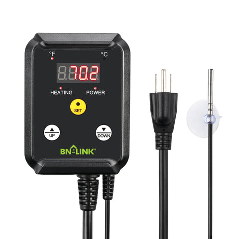 BN-LINK reptile thermostat digital display clearly shows temperature for precise control.