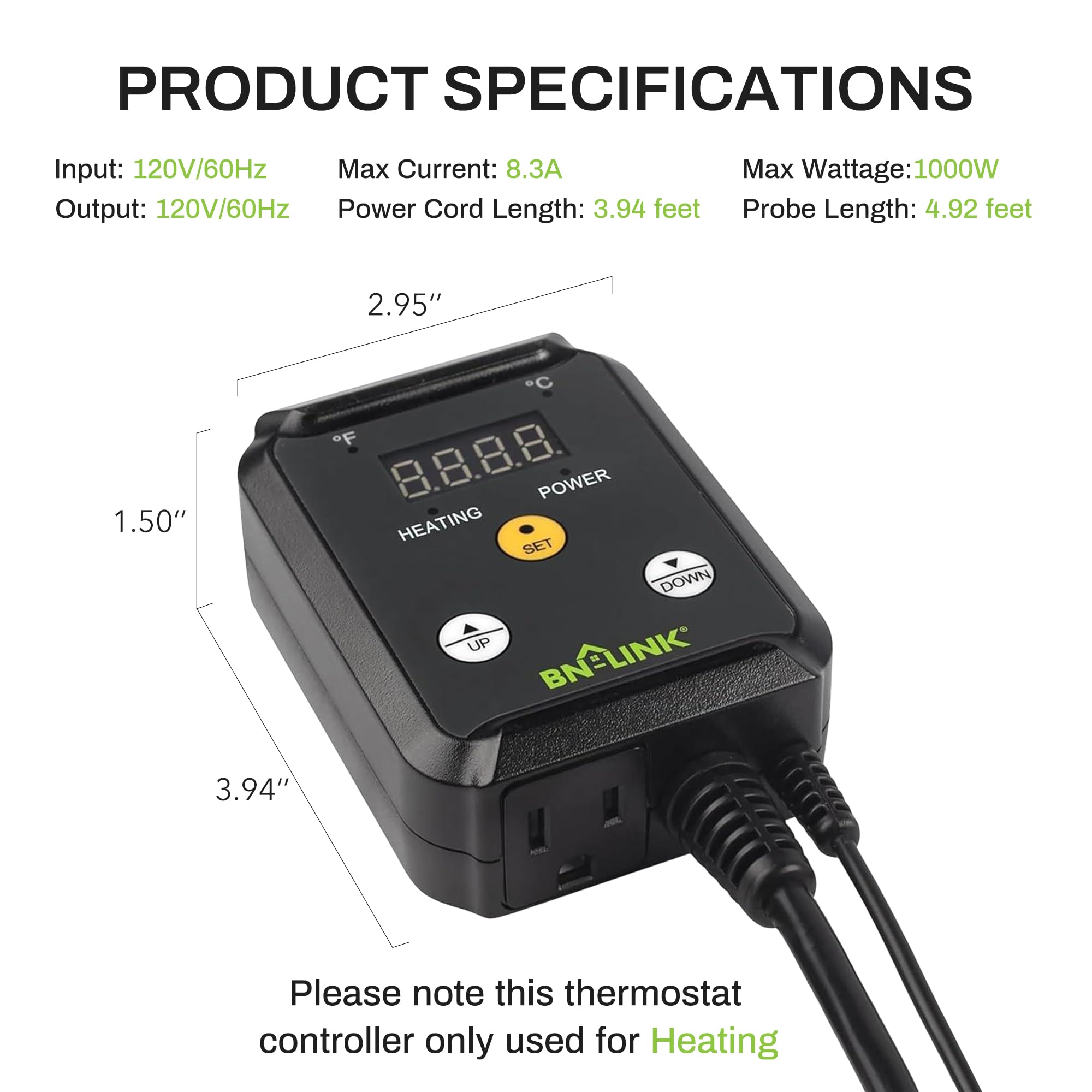 BN-LINK thermostat LED indicators reveal status even in darkness.