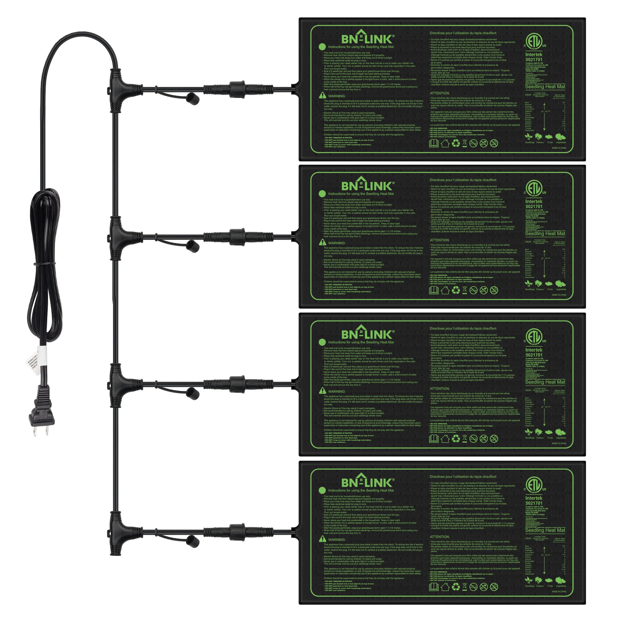 BN-LINK seedling heat mat under a tray delivers even warmth for germination.