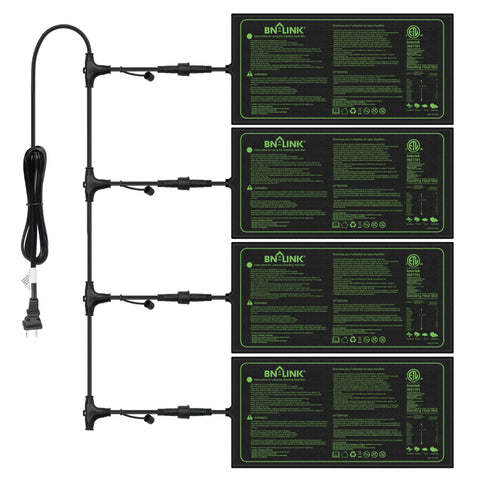 BN-LINK seedling heat mat under a tray delivers even warmth for germination.