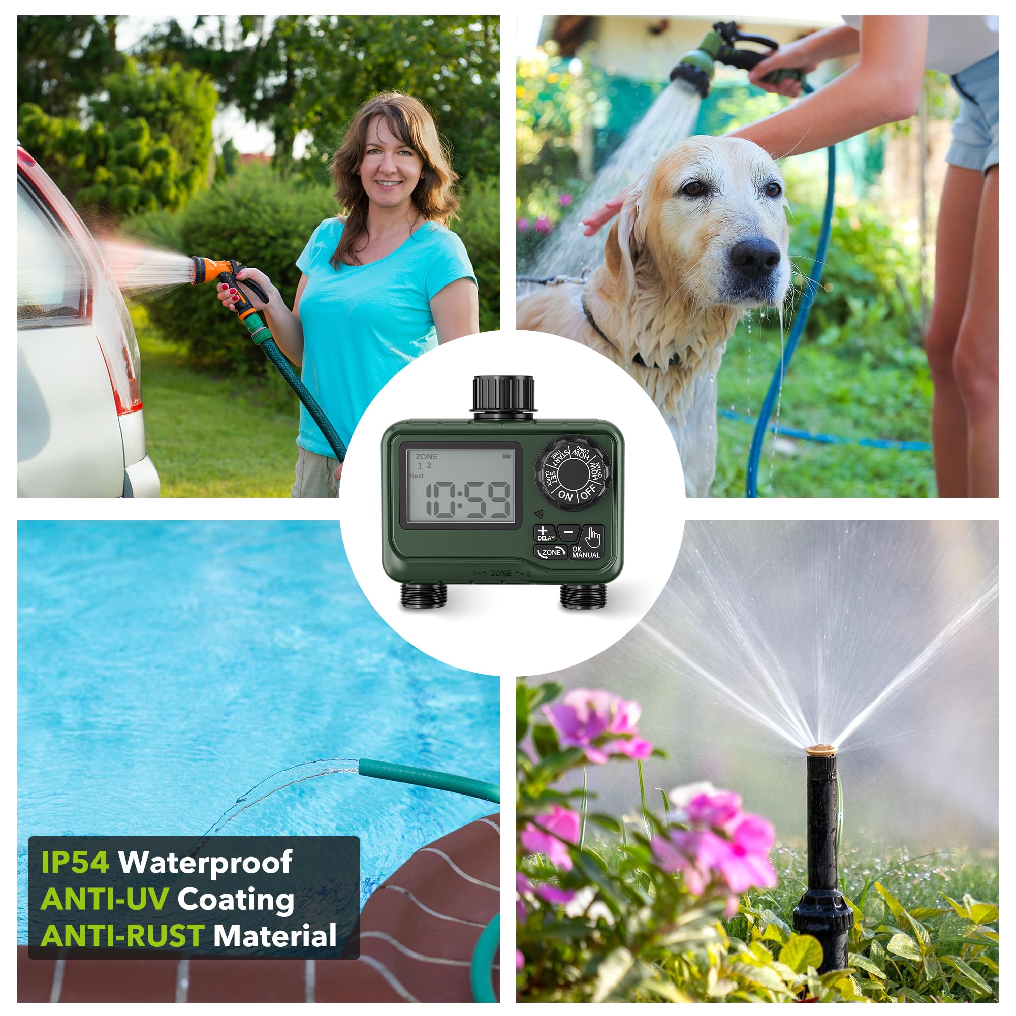 BN-LINK sprinkler timer battery powered for cordless, versatile installation.