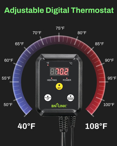 BN-LINK thermostat panel with bright LED readout for quick checks