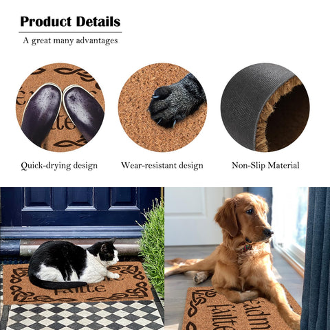 Bnwepo Scottish Coir Doormat Gaelic welcome near the doorstep with durable low-profile edge.