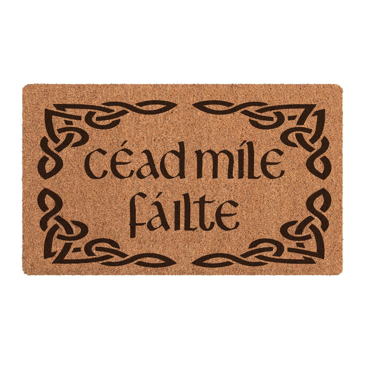 Bnwepo Scottish Coir Doormat exterior display with Gaelic welcome, durable for outdoor entry.