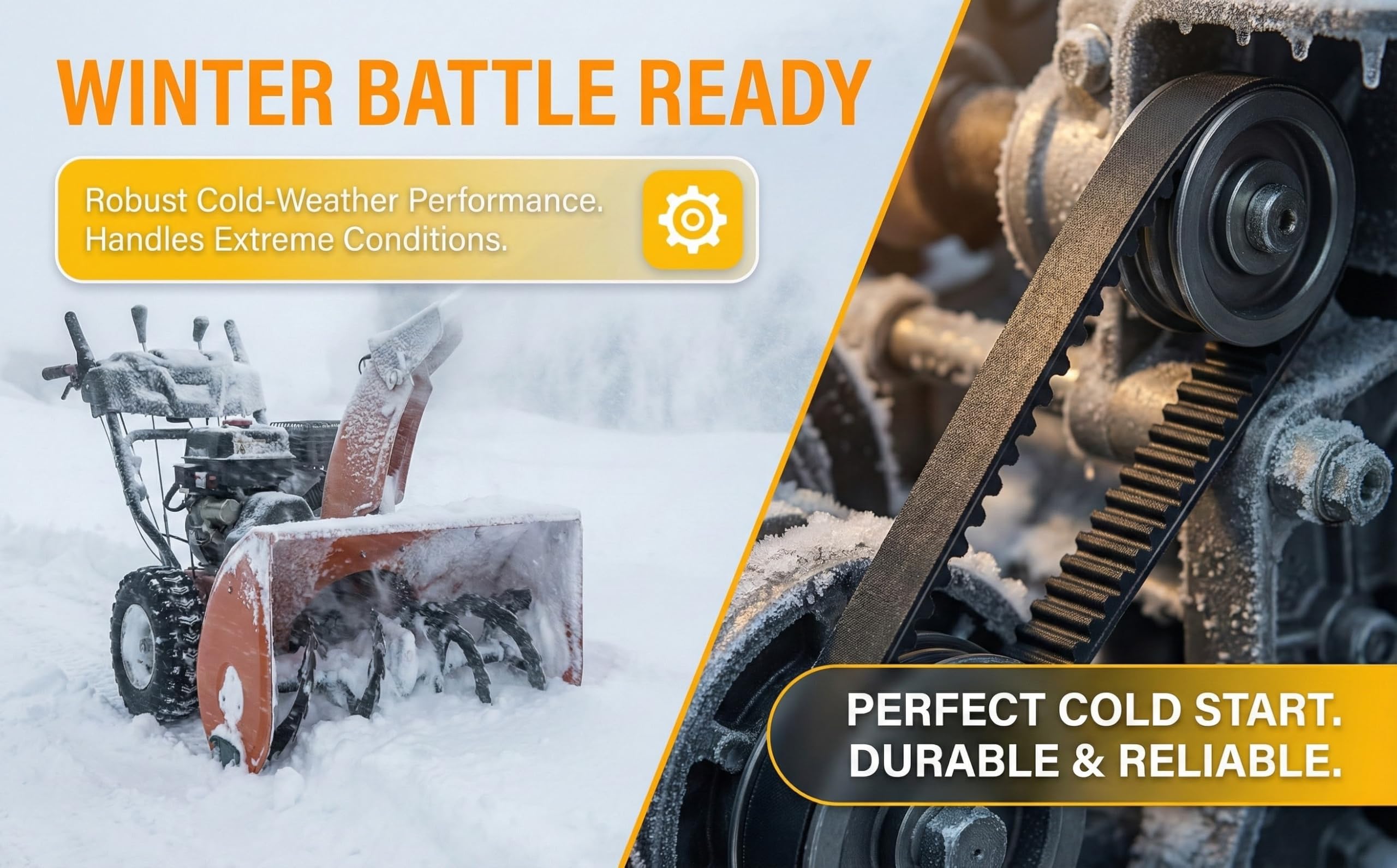 BOAISDHY in-use snow thrower image hints at smoother operation with proper belt.