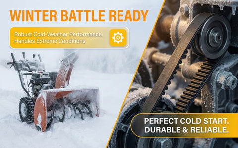 BOAISDHY in-use snow thrower image hints at smoother operation with proper belt.
