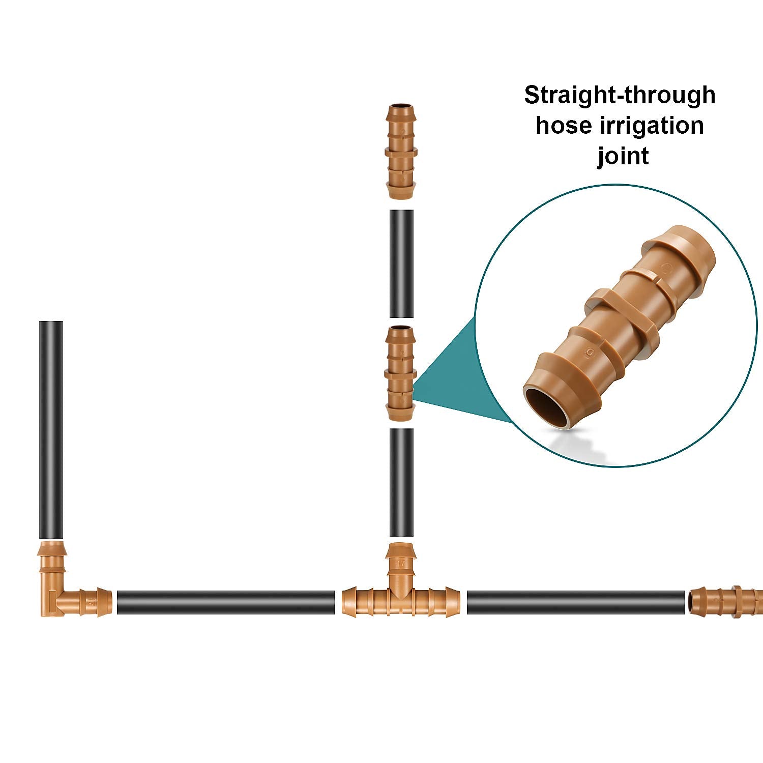 Boao 1/2 inch drip tubing fittings compatible with multiple tubing styles