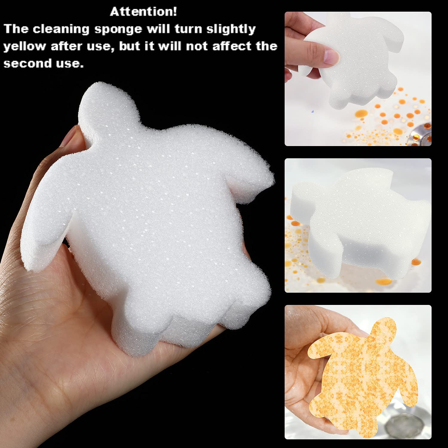 Boao sponge measuring 11.5 cm used in water for cleaning.