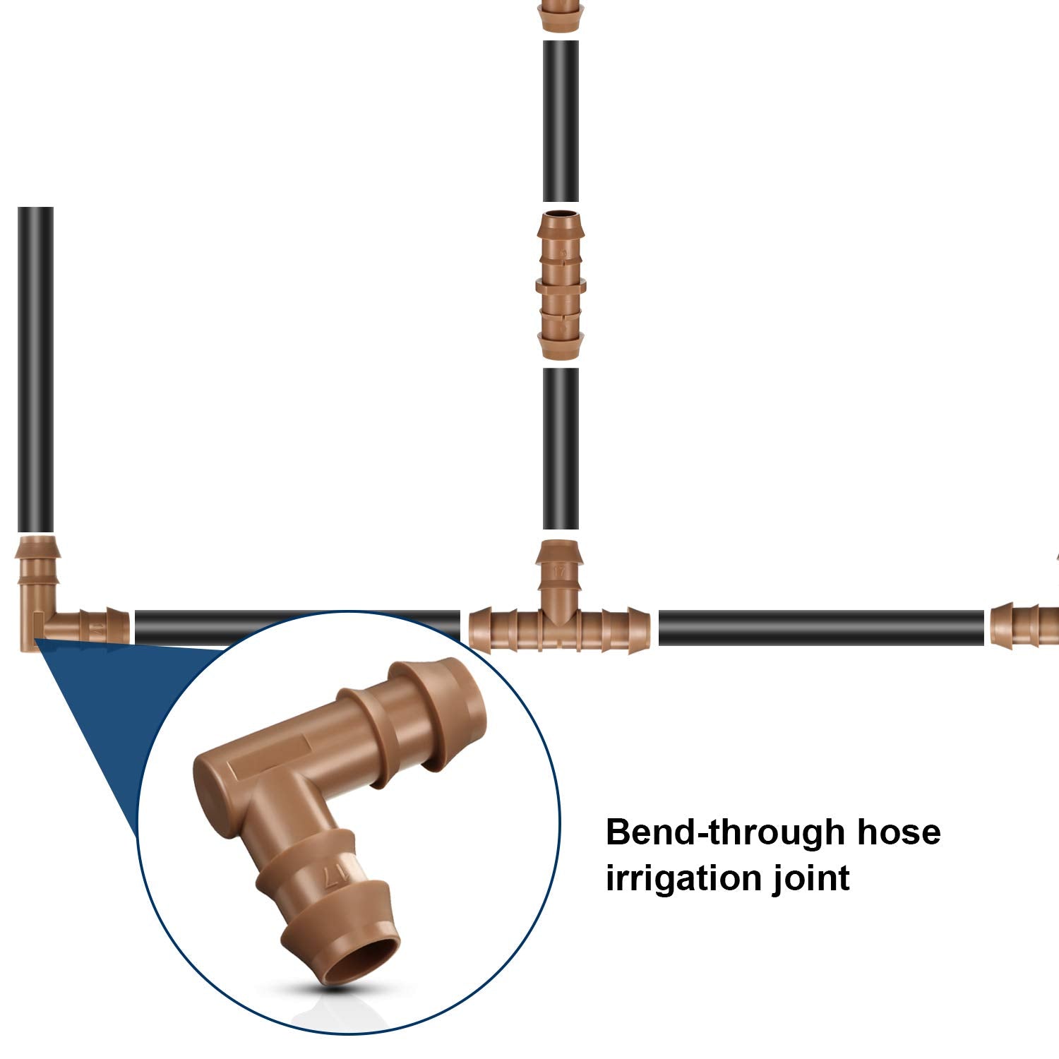 Boao barbed elbow connector offers easy, tool-free installation for garden irrigation