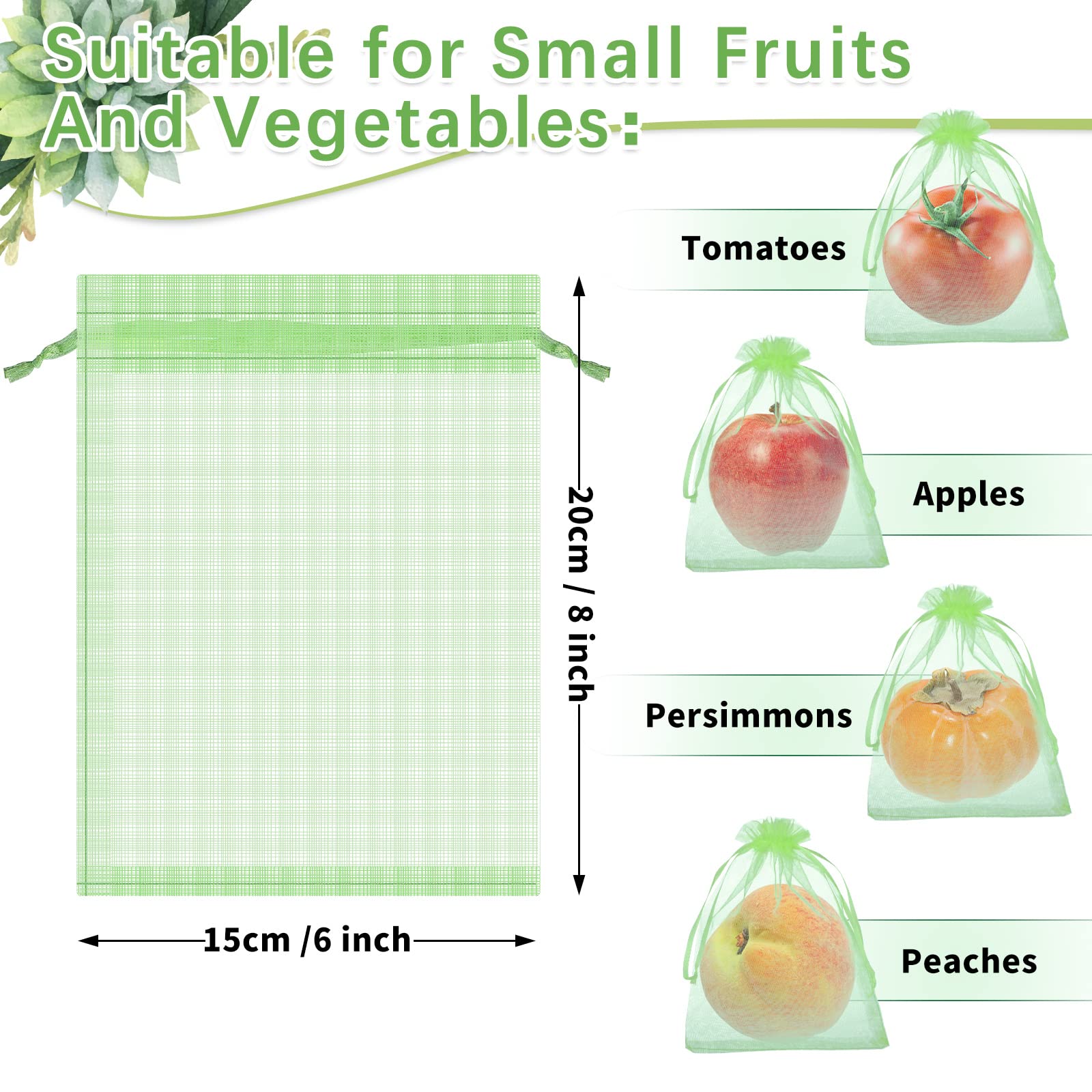Boao drawstring fruit netting bags securely fix on plants while letting light through