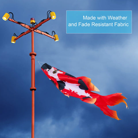 Boao hanging windsock red fish for garden, patio, or front porch decor.