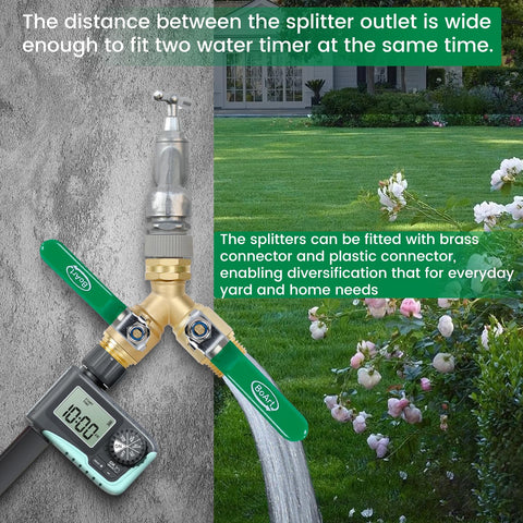 Ideal for two-hose tasks like sprinklers and drip irrigation.