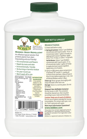 Bobbex E-Z Pump spray on ornamental plants deters wildlife.