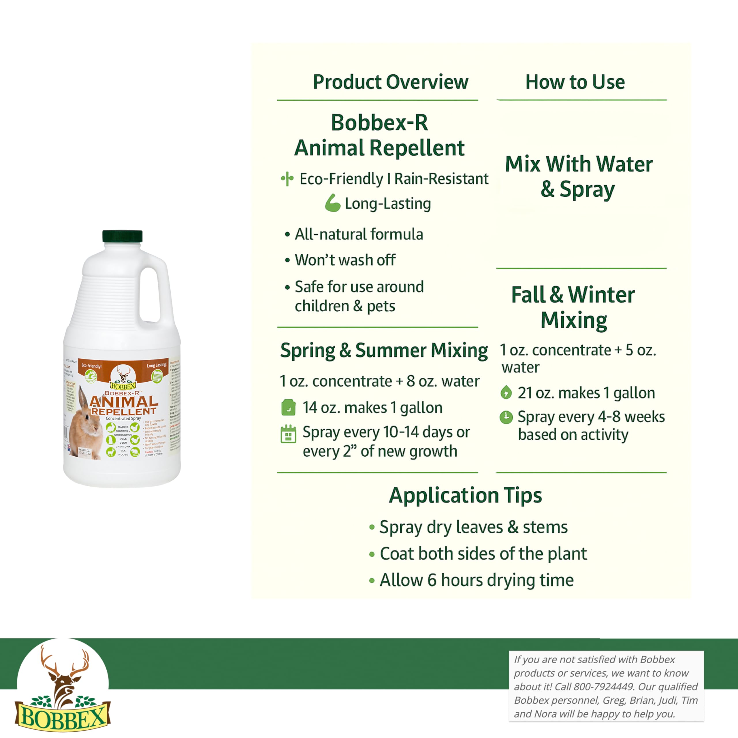 Bobbex-R natural ingredients label highlighting plant-safe, eco-friendly formulation.