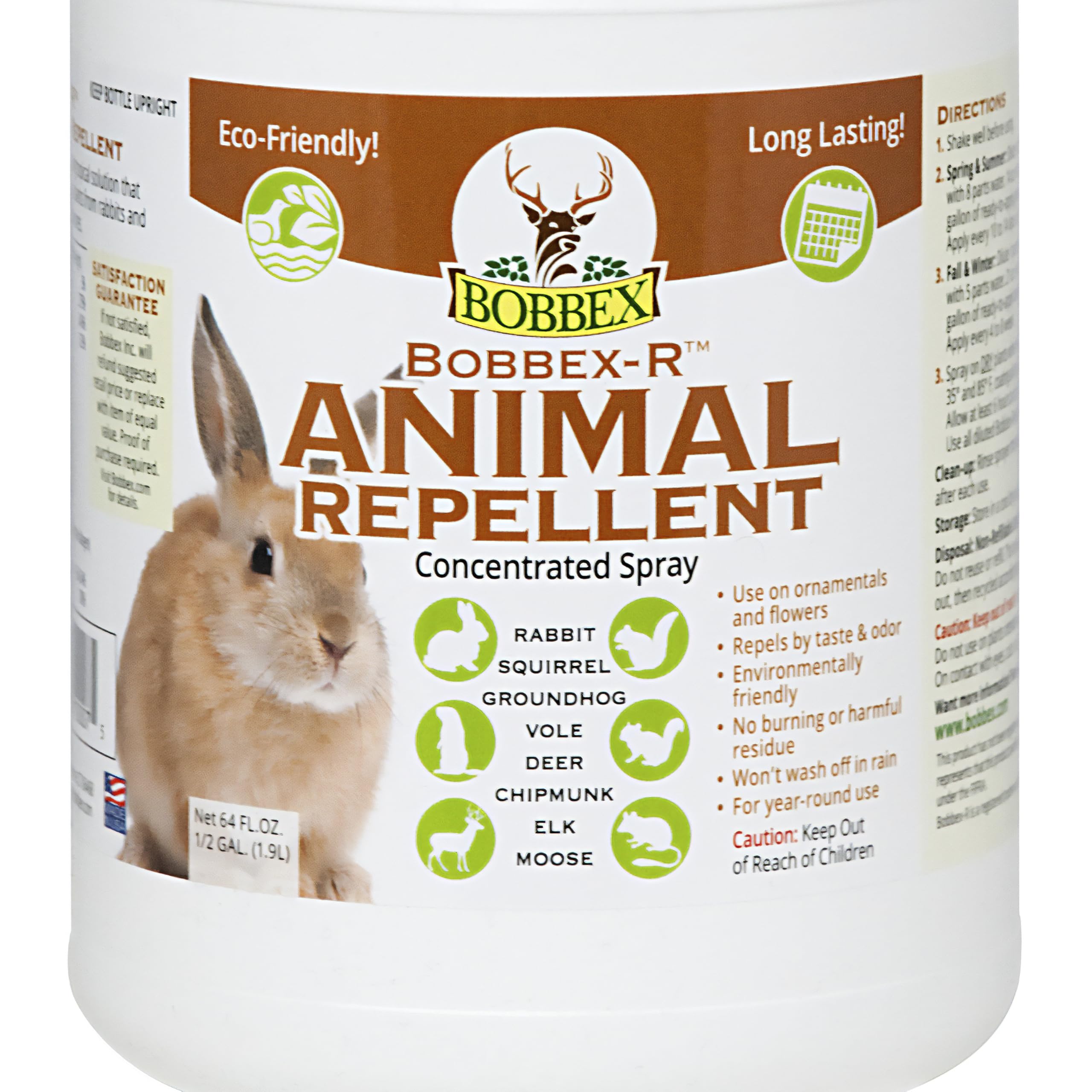Bobbex-R spray-on treatment on plants for odor-based deterrence and plant protection.