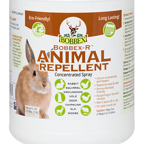Bobbex-R spray-on treatment on plants for odor-based deterrence and plant protection.