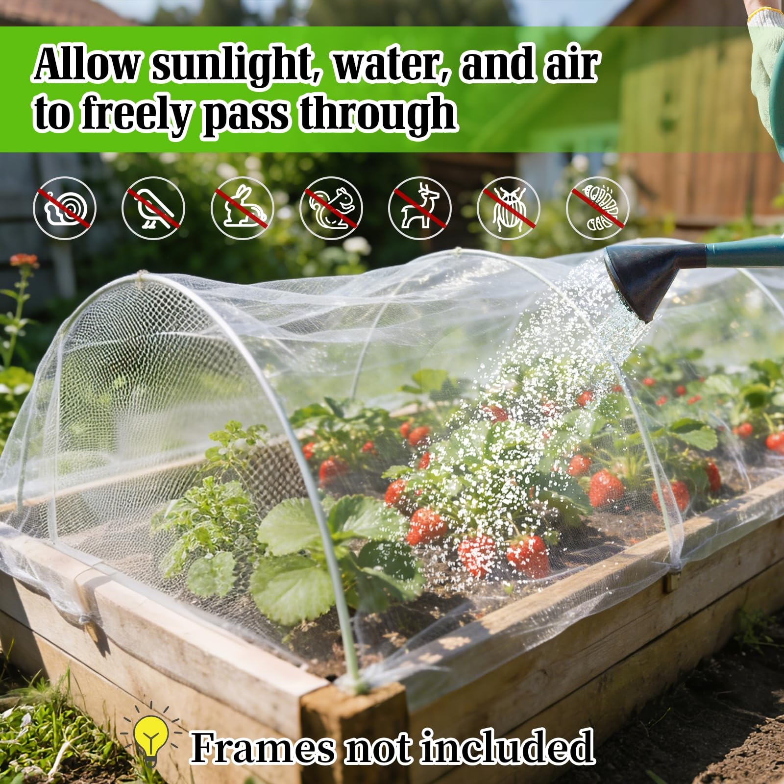 BobbleT netting draped over raised bed demonstrates quick garden protection.