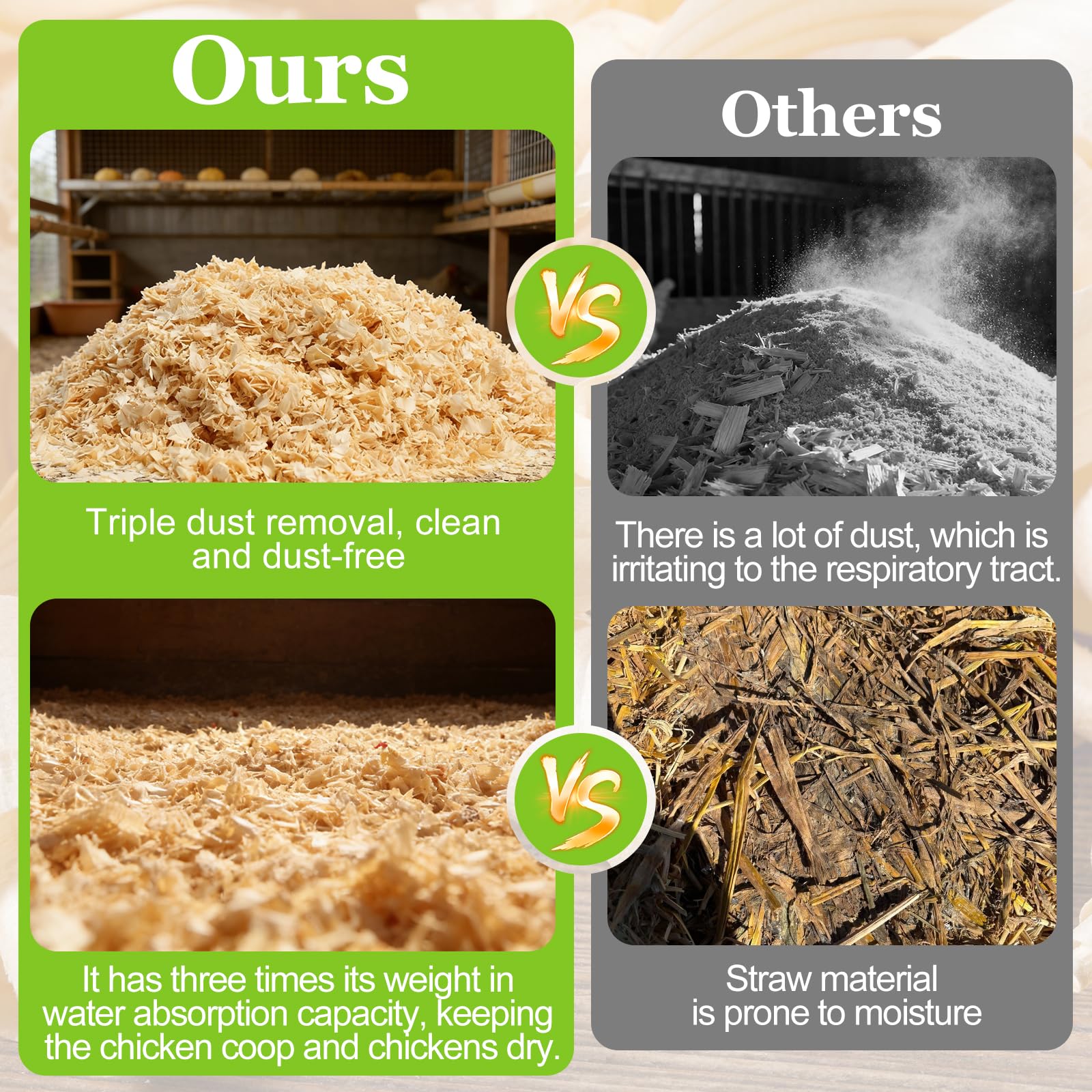 Ultra-soft bedding from BobbleT is compostable for eco-friendly coop cleaning.