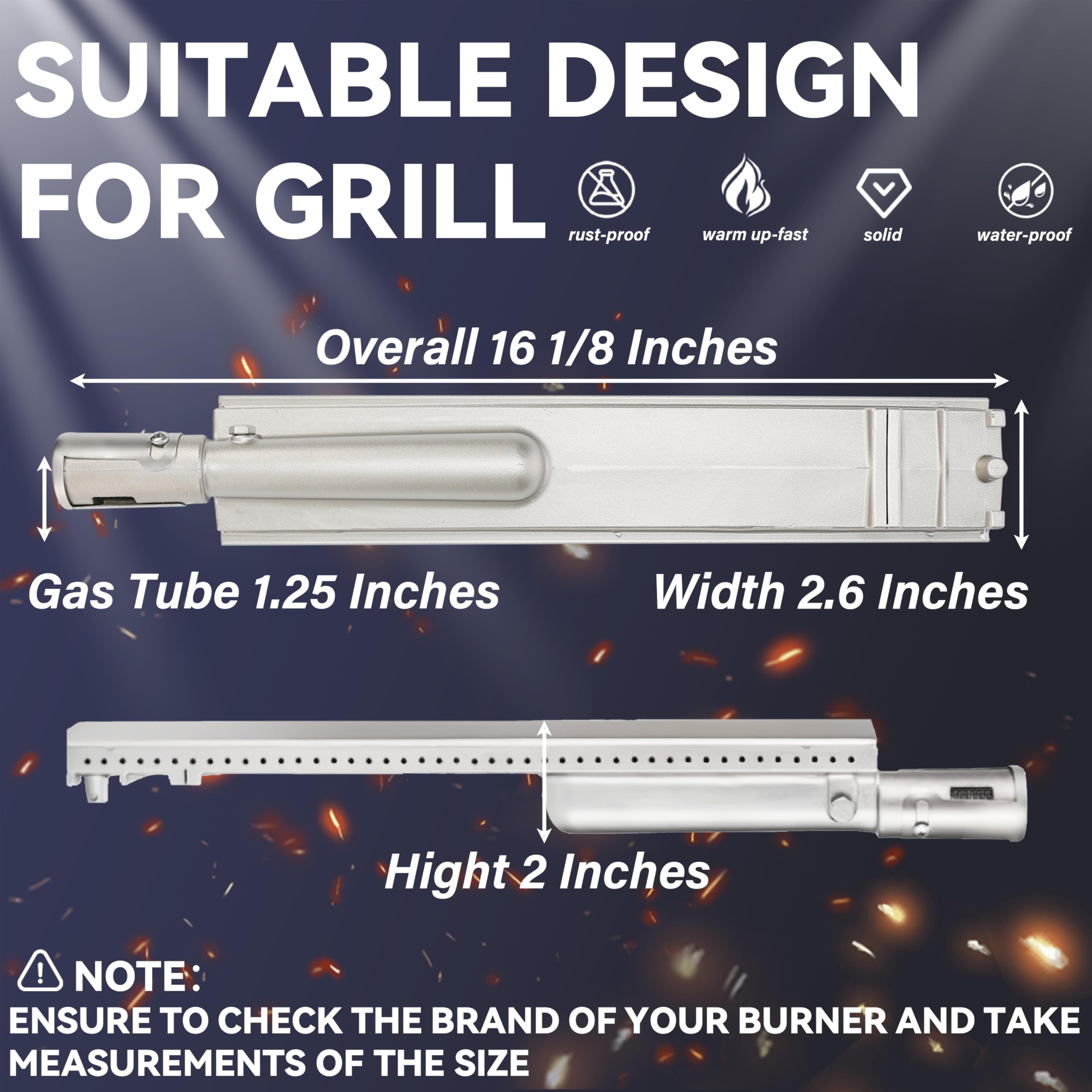 Bobo GrillKing dual-fuel burner with adjustable air regulator