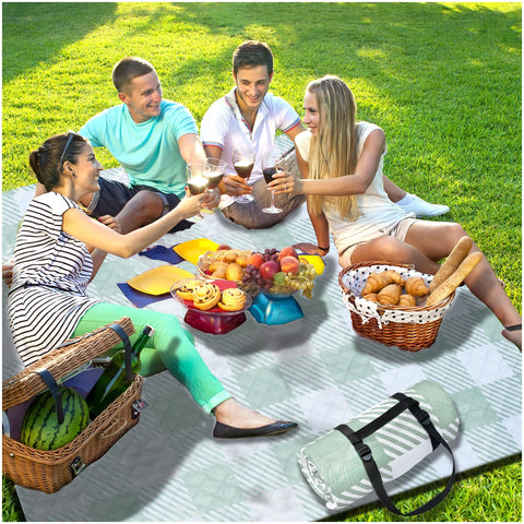Bobo GrillKing extra-large picnic blanket laid out for a spacious family gathering outdoors.