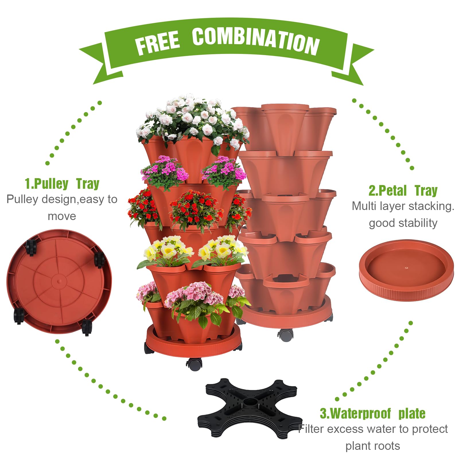 Bociks 5-tier vertical garden supports flowers, vegetables and succulents.