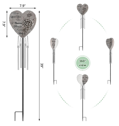 Bocola wind chime featuring angel wings engraving for graves